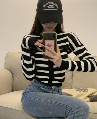 レディース長袖ボーダーニットトップス2点セット