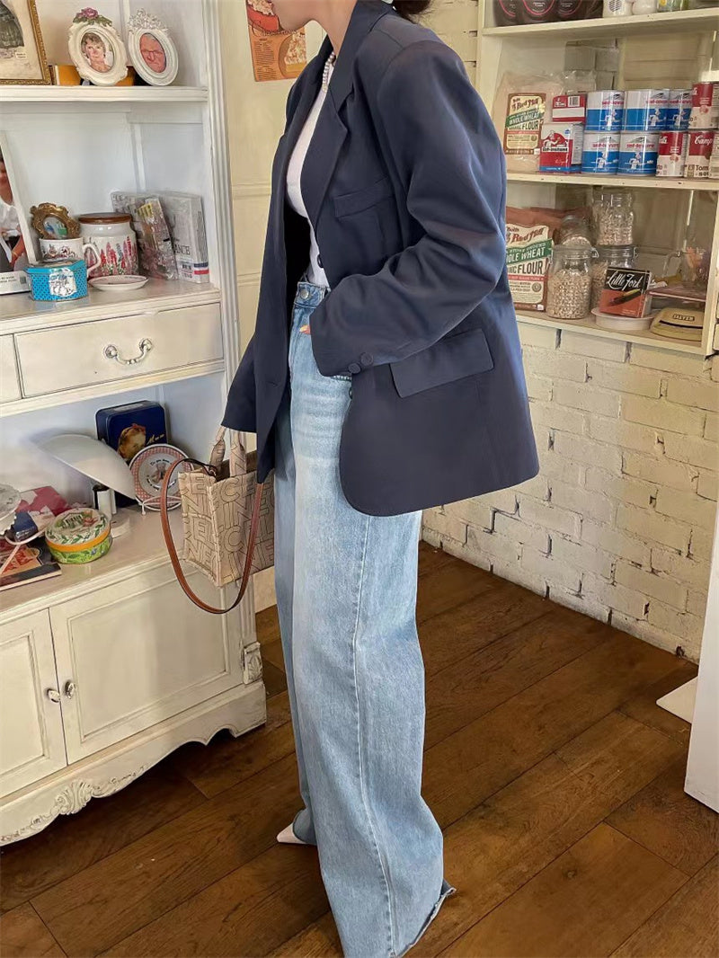 レディースバックハートストレートデニムパンツ